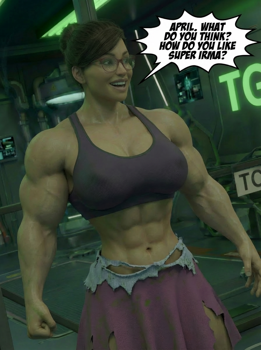 Oozed Part 1, page 9 — AI female muscle growth comic