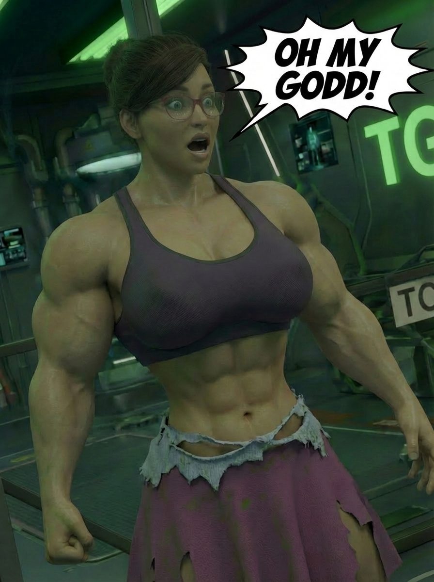 Oozed Part 1, page 10 — AI female muscle growth comic