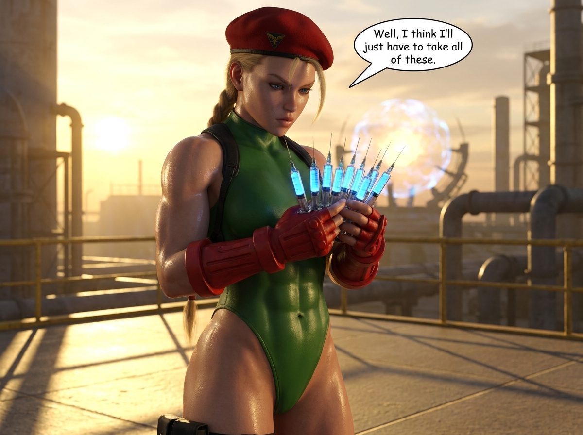 Psycho Cammy Part 1, page 15 — AI female muscle growth comic