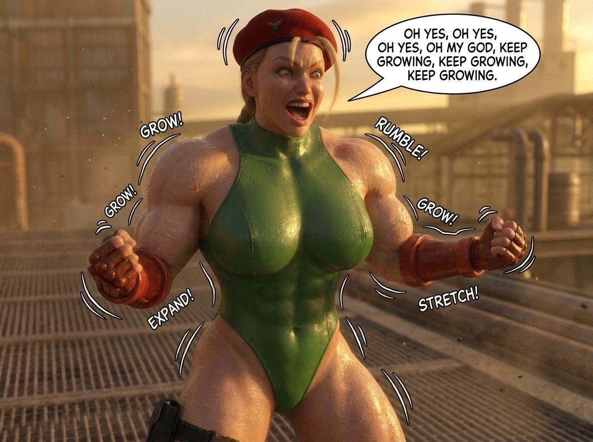Psycho Cammy Part 1, page 18 — AI female muscle growth comic