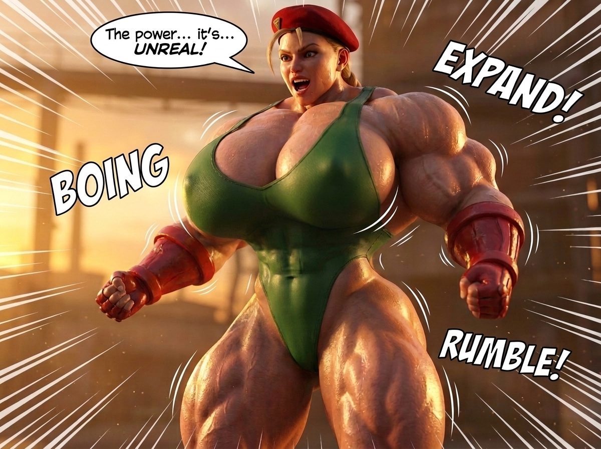 Psycho Cammy Part 1, page 19 — AI female muscle growth comic