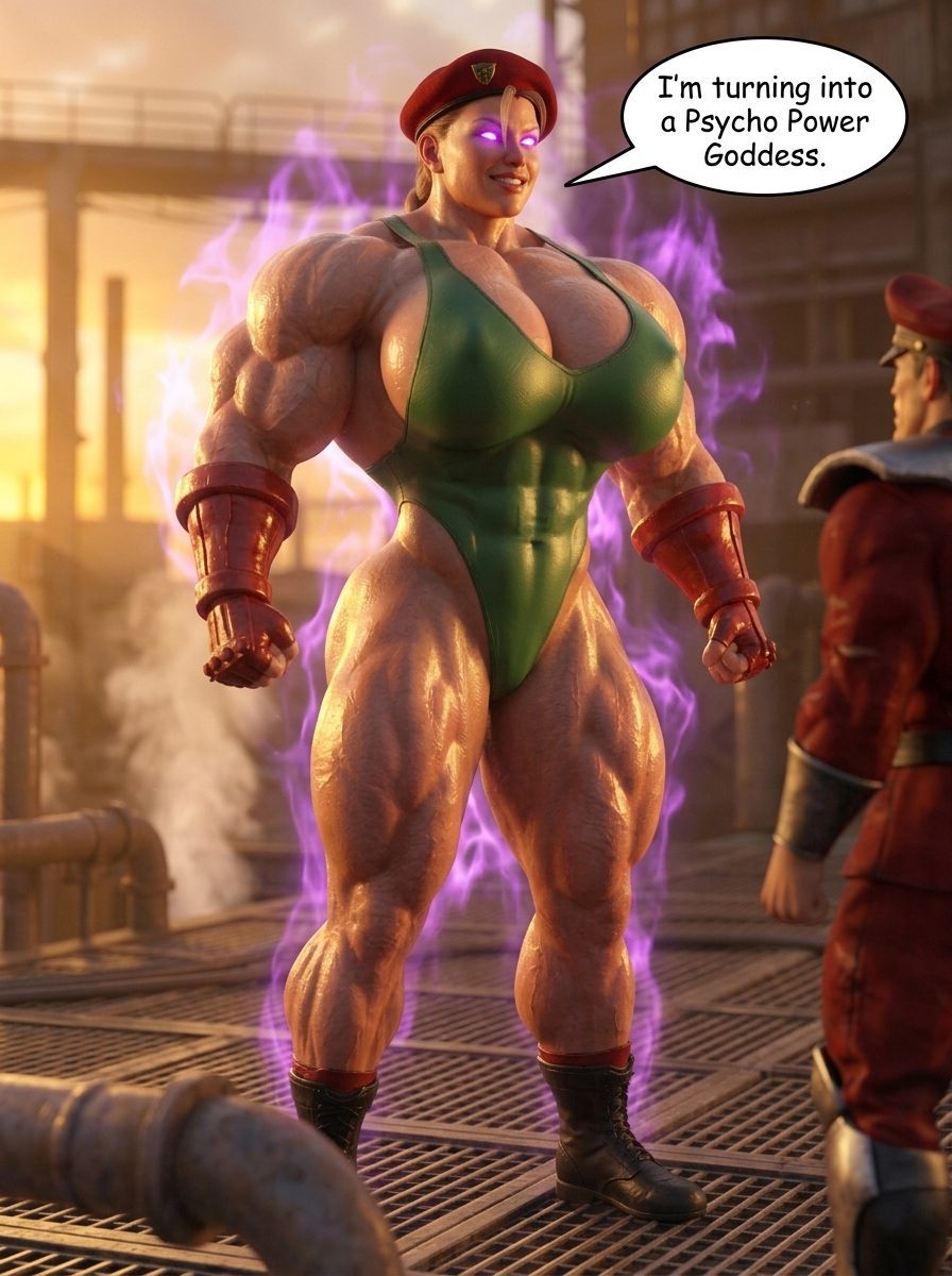 Psycho Cammy Part 1, page 25 — AI female muscle growth comic