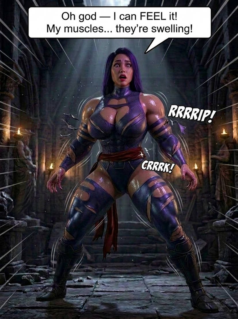 Psylocke Part 1, page 2 — AI female muscle growth comic
