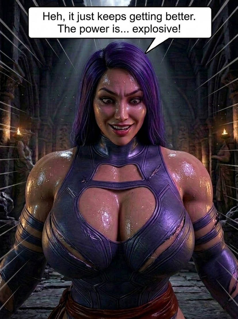 Psylocke Part 1, page 3 — AI female muscle growth comic