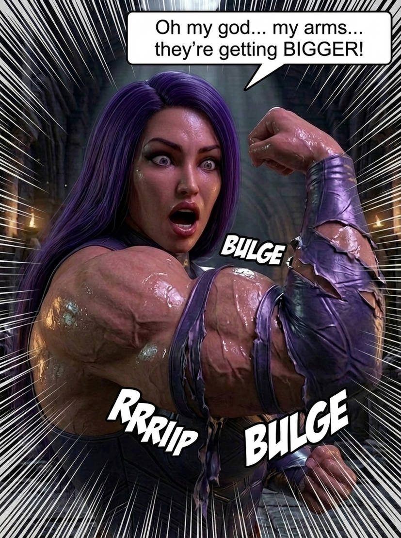 Psylocke Part 1, page 4 — AI female muscle growth comic