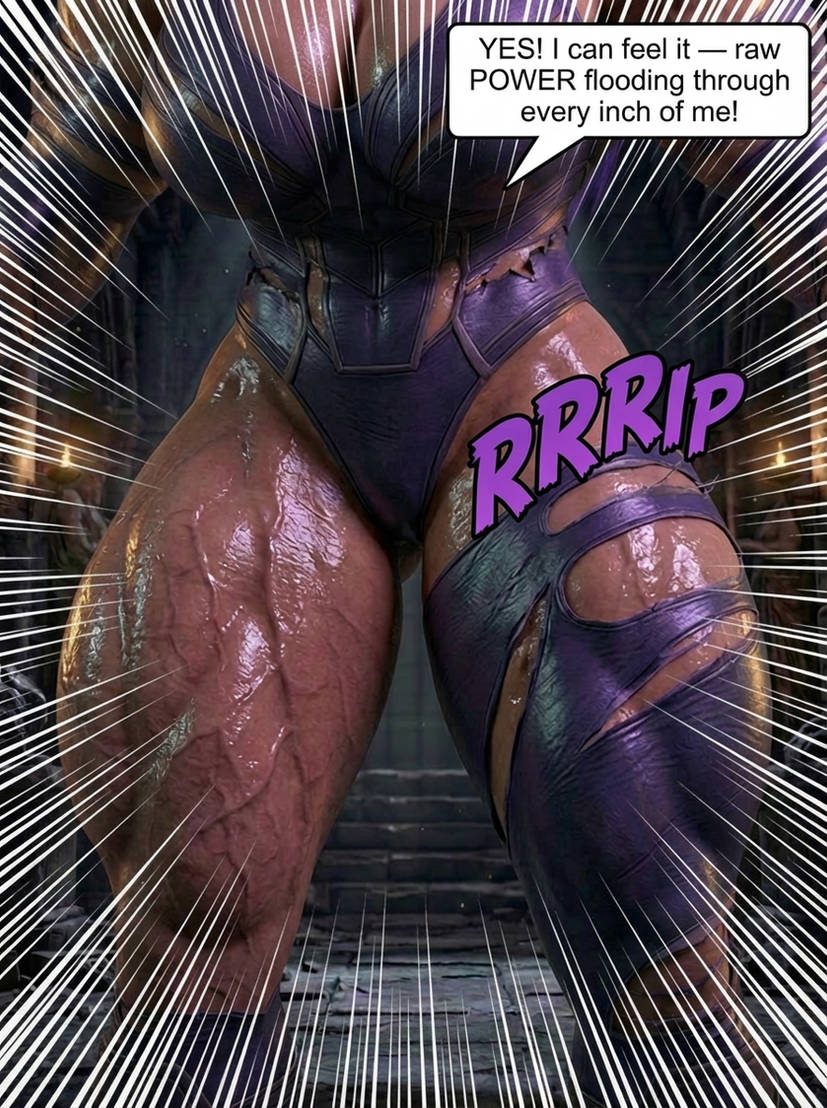 Psylocke Part 1, page 7 — AI female muscle growth comic