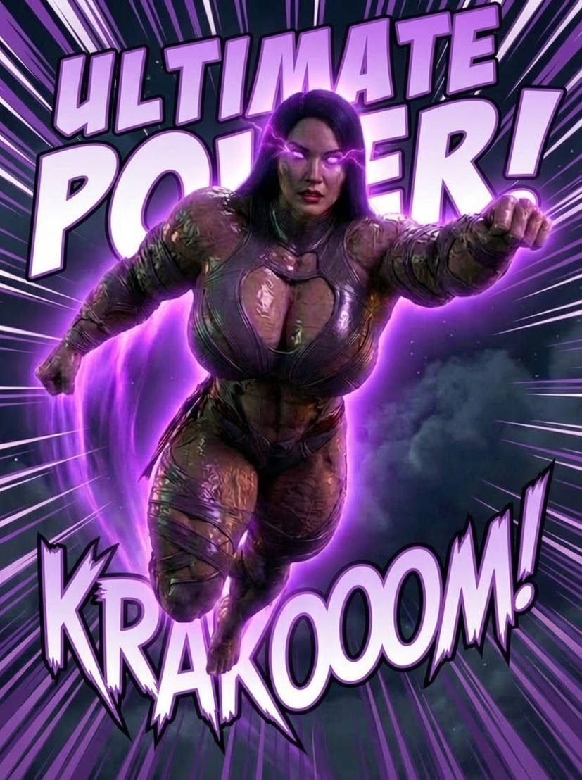 Psylocke Part 1, page 12 — AI female muscle growth comic