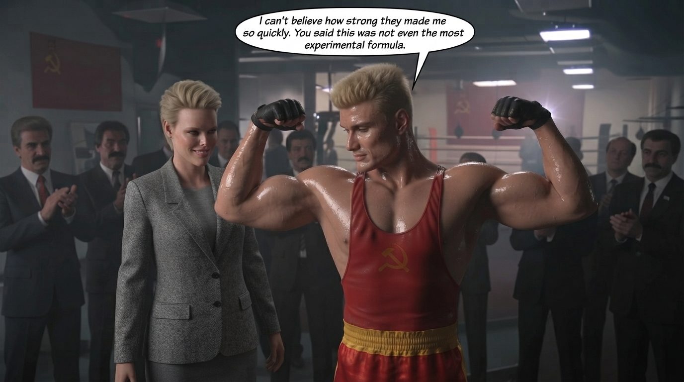 Rawcky 4, CCCP Part 1, page 3 — AI female muscle growth comic