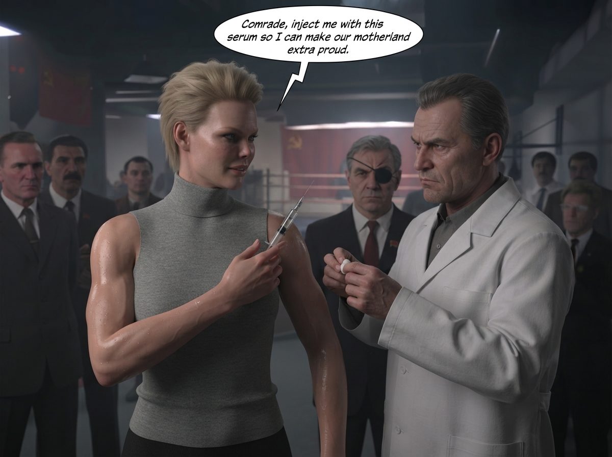 Rawcky 4, CCCP Part 1, page 5 — AI female muscle growth comic
