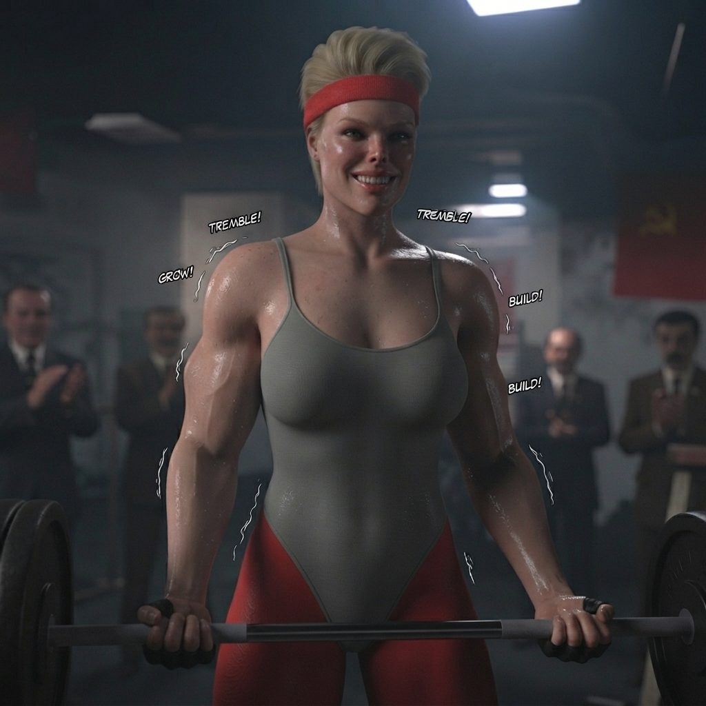 Rawcky 4, CCCP Part 1, page 19 — AI female muscle growth comic