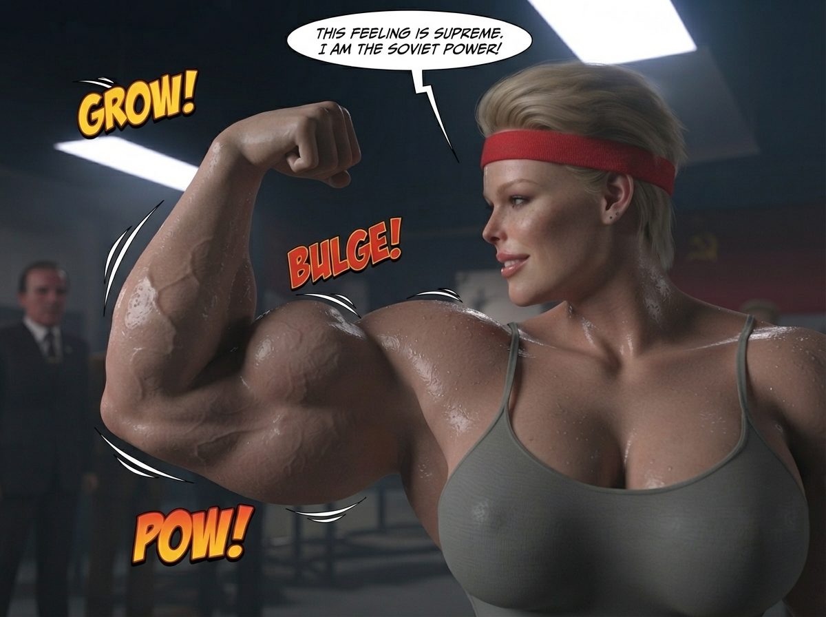 Rawcky 4, CCCP Part 1, page 21 — AI female muscle growth comic