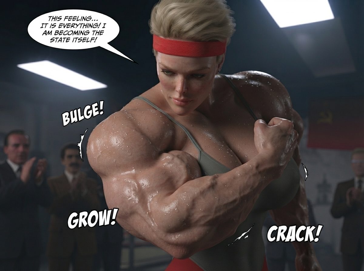 Rawcky 4, CCCP Part 1, page 22 — AI female muscle growth comic