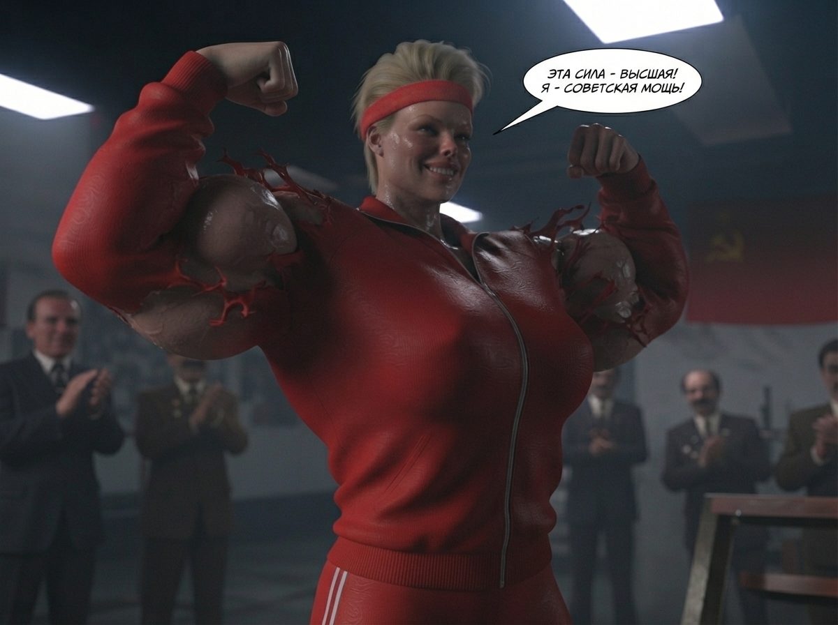 Rawcky 4, CCCP Part 1, page 24 — AI female muscle growth comic