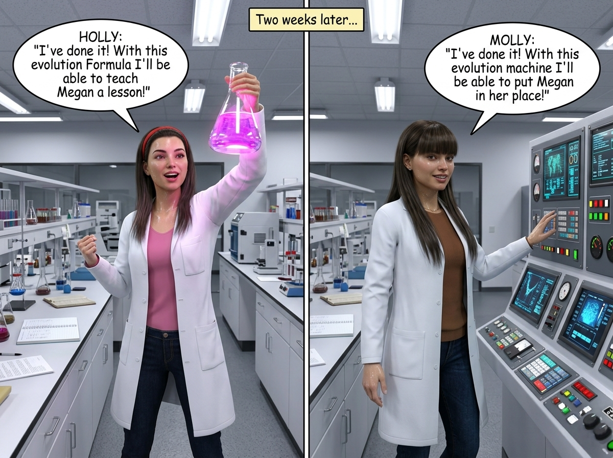 Rivalry Part 1, page 10 — AI female muscle growth comic