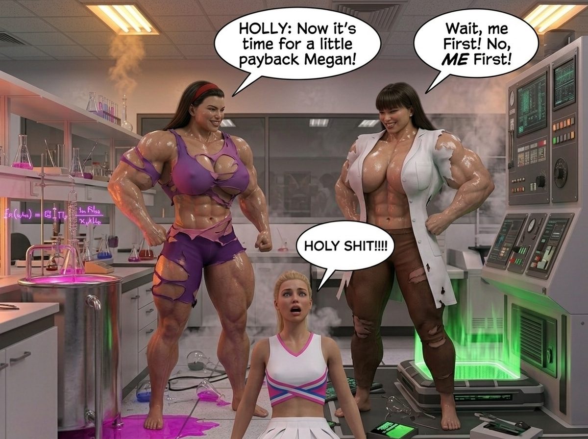 Rivalry Part 1, page 22 — AI female muscle growth comic