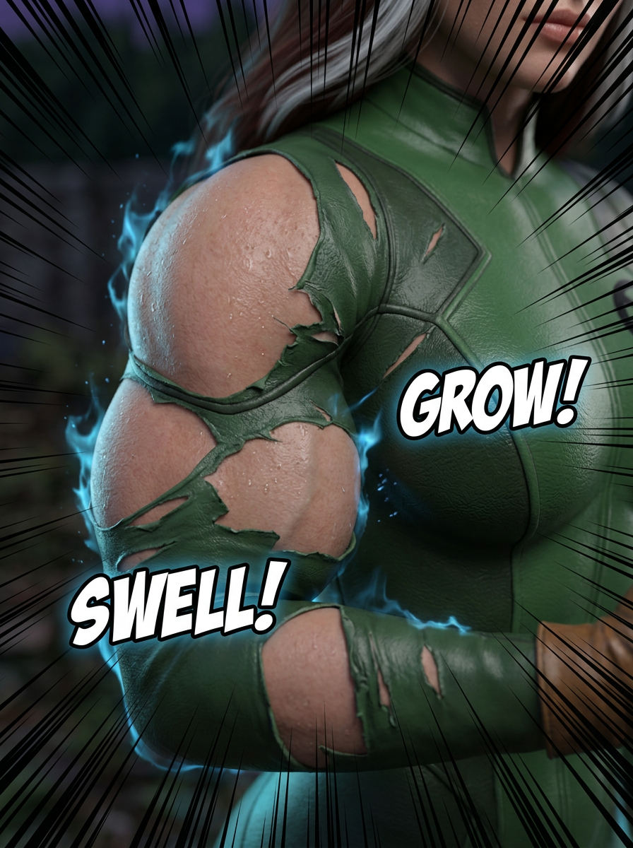 Rogue's Ascension Part 1, page 6 — AI female muscle growth comic