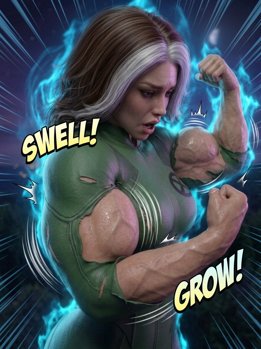 Rogue's Ascension Part 1, page 7 — AI female muscle growth comic