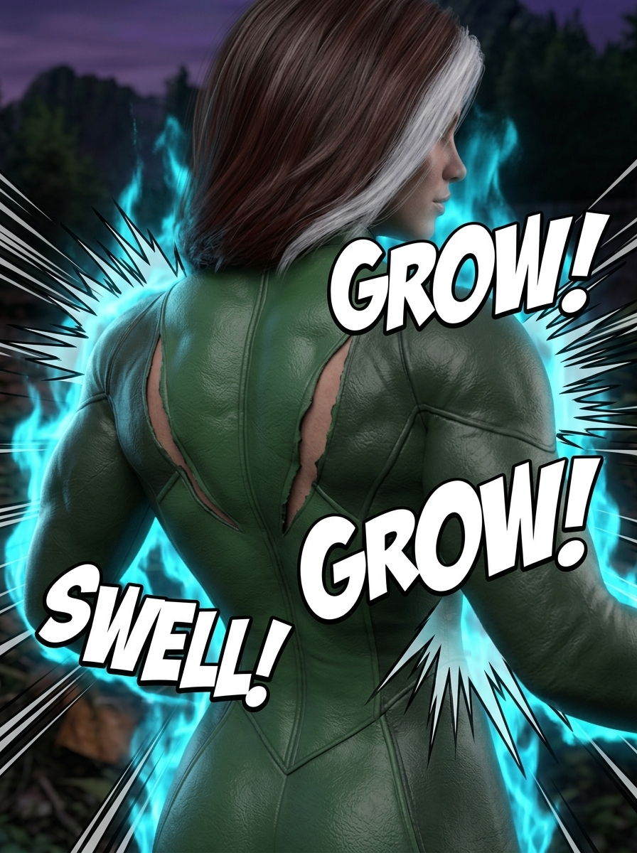Rogue's Ascension Part 1, page 9 — AI female muscle growth comic