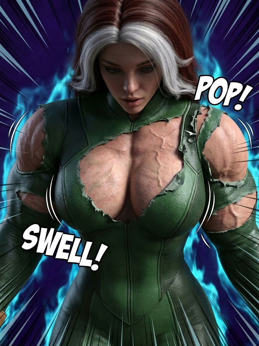 Rogue's Ascension Part 1, page 11 — AI female muscle growth comic