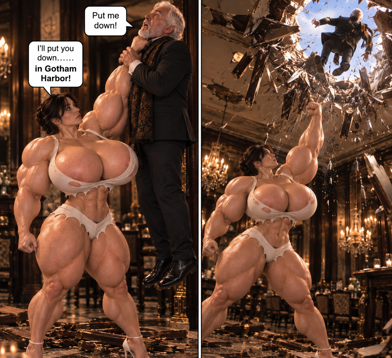 Sofia: Big Guns Part 1, page 32 — AI female muscle growth comic