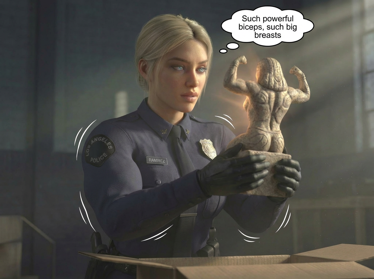 Super Cop Part 1, page 4 — AI female muscle growth comic