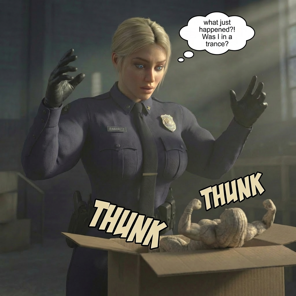 Super Cop Part 1, page 5 — AI female muscle growth comic