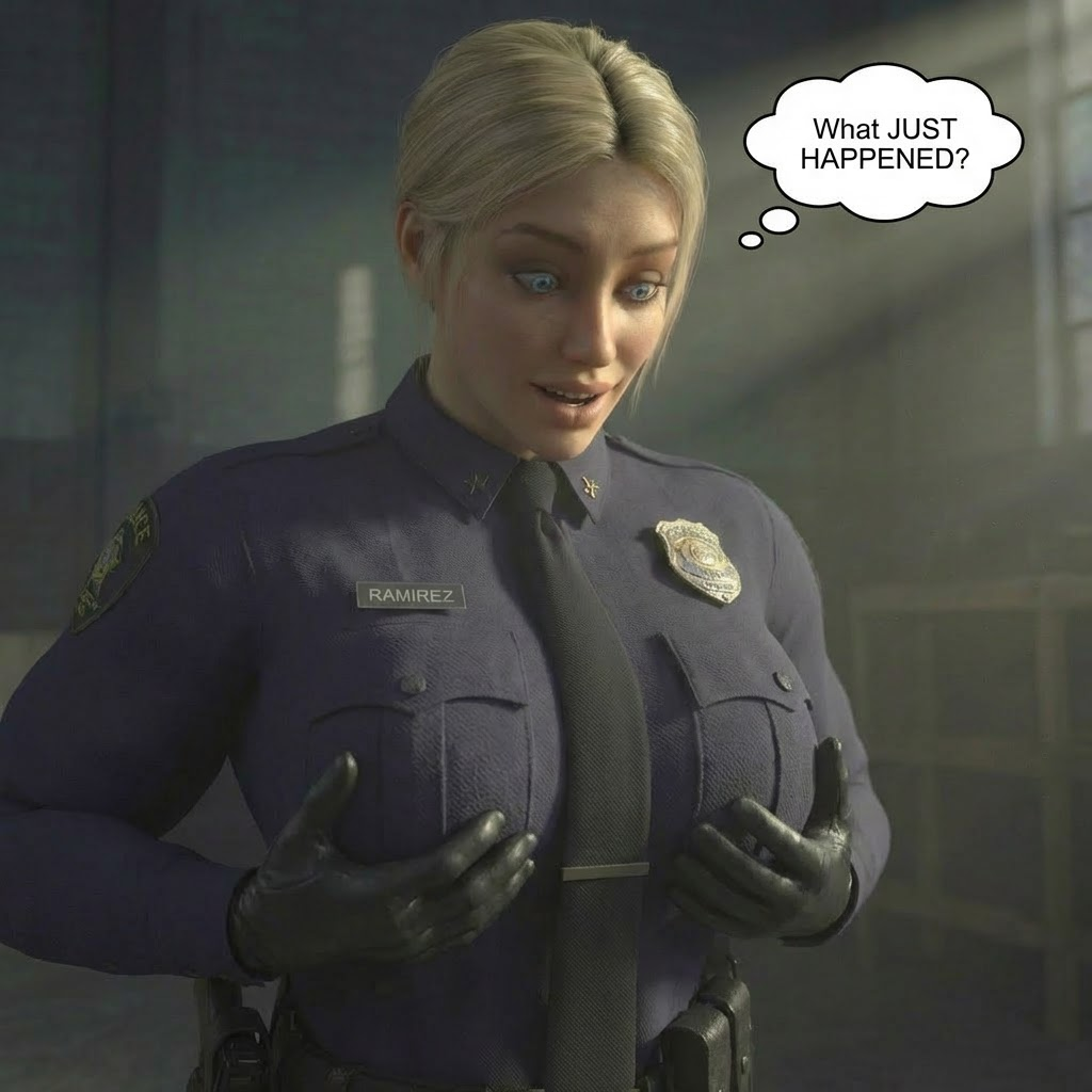 Super Cop Part 1, page 6 — AI female muscle growth comic