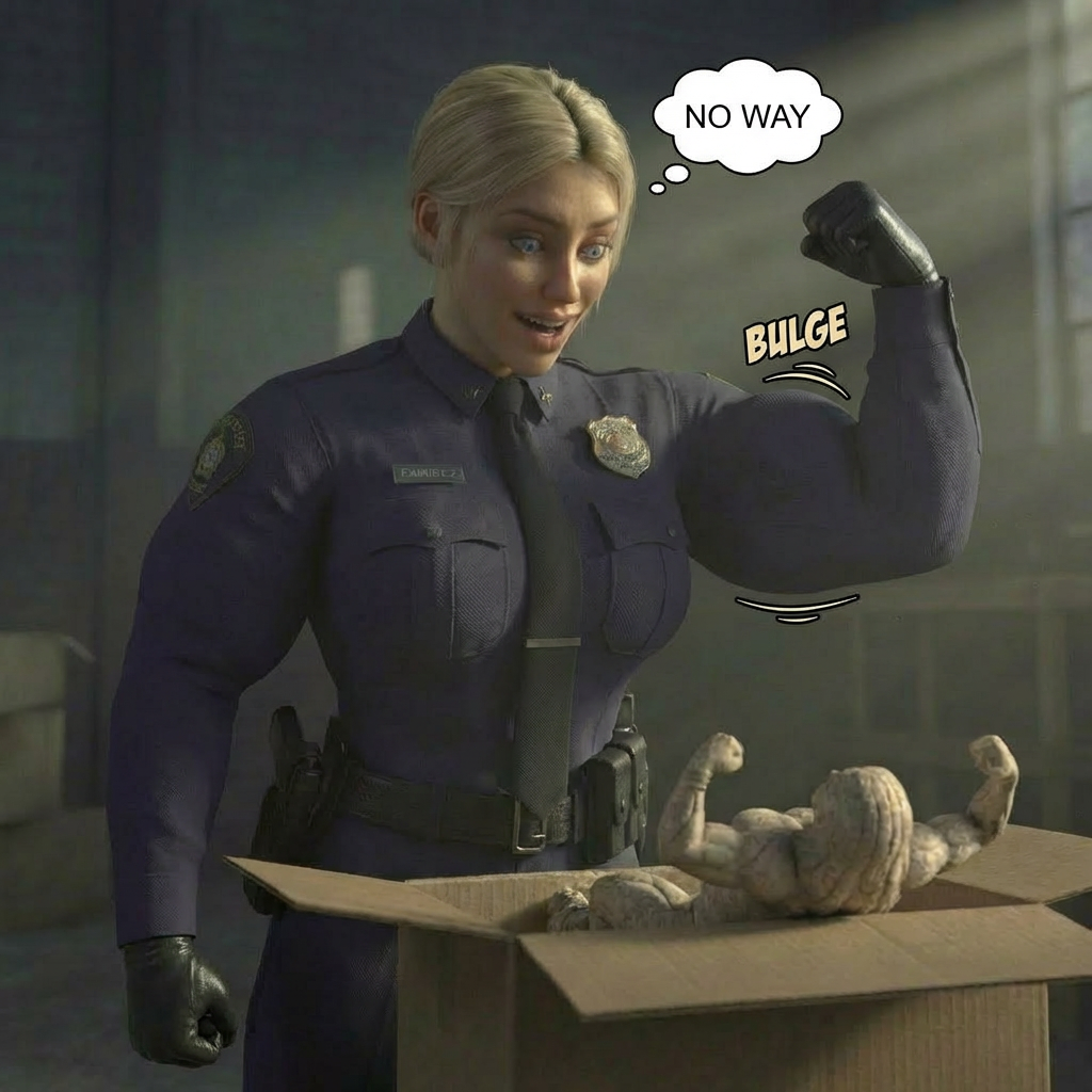 Super Cop Part 1, page 7 — AI female muscle growth comic