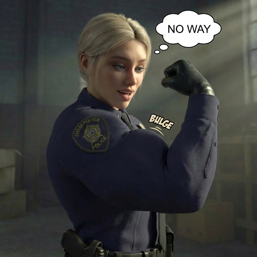 Super Cop Part 1, page 8 — AI female muscle growth comic
