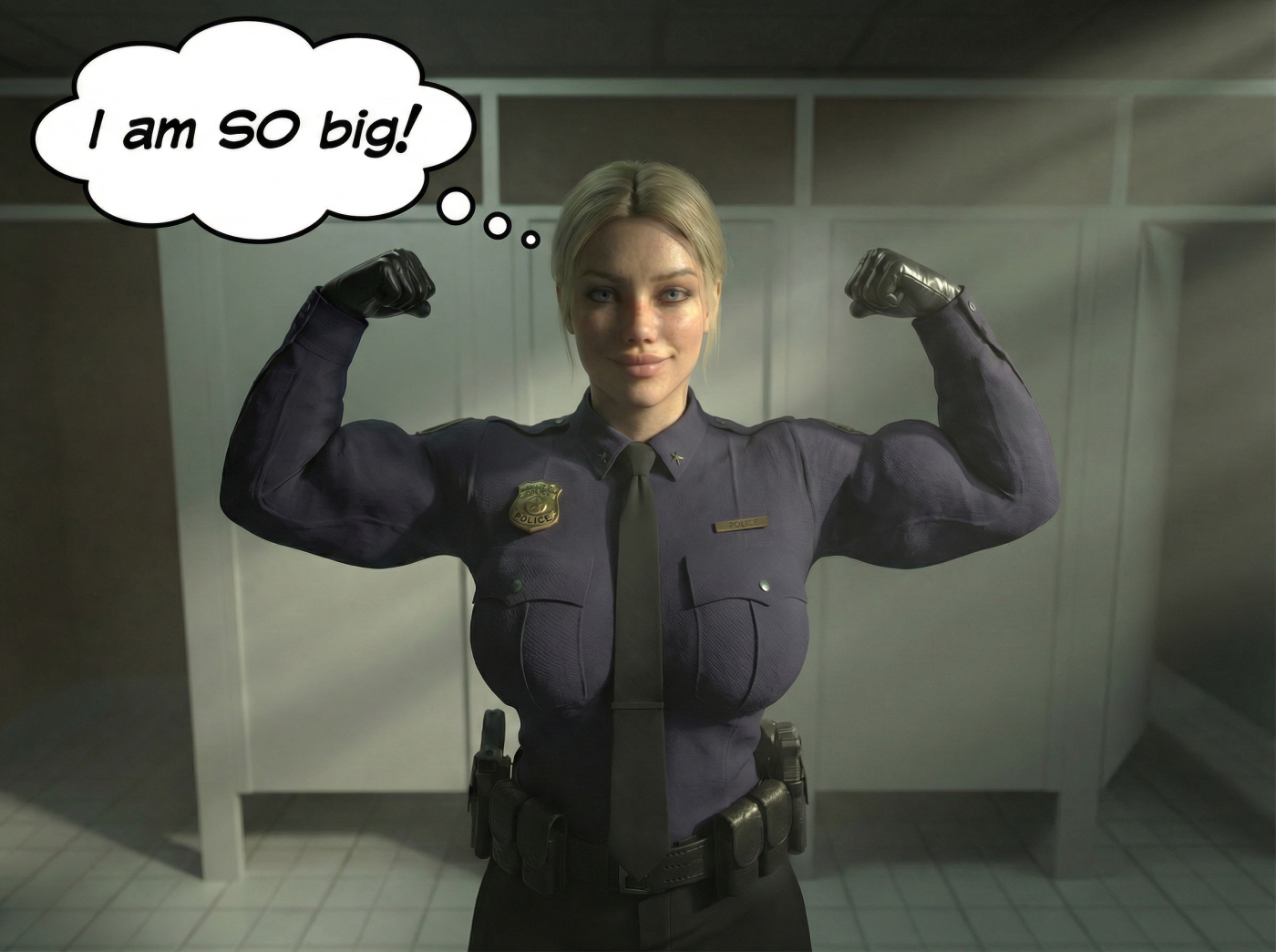 Super Cop Part 1, page 9 — AI female muscle growth comic