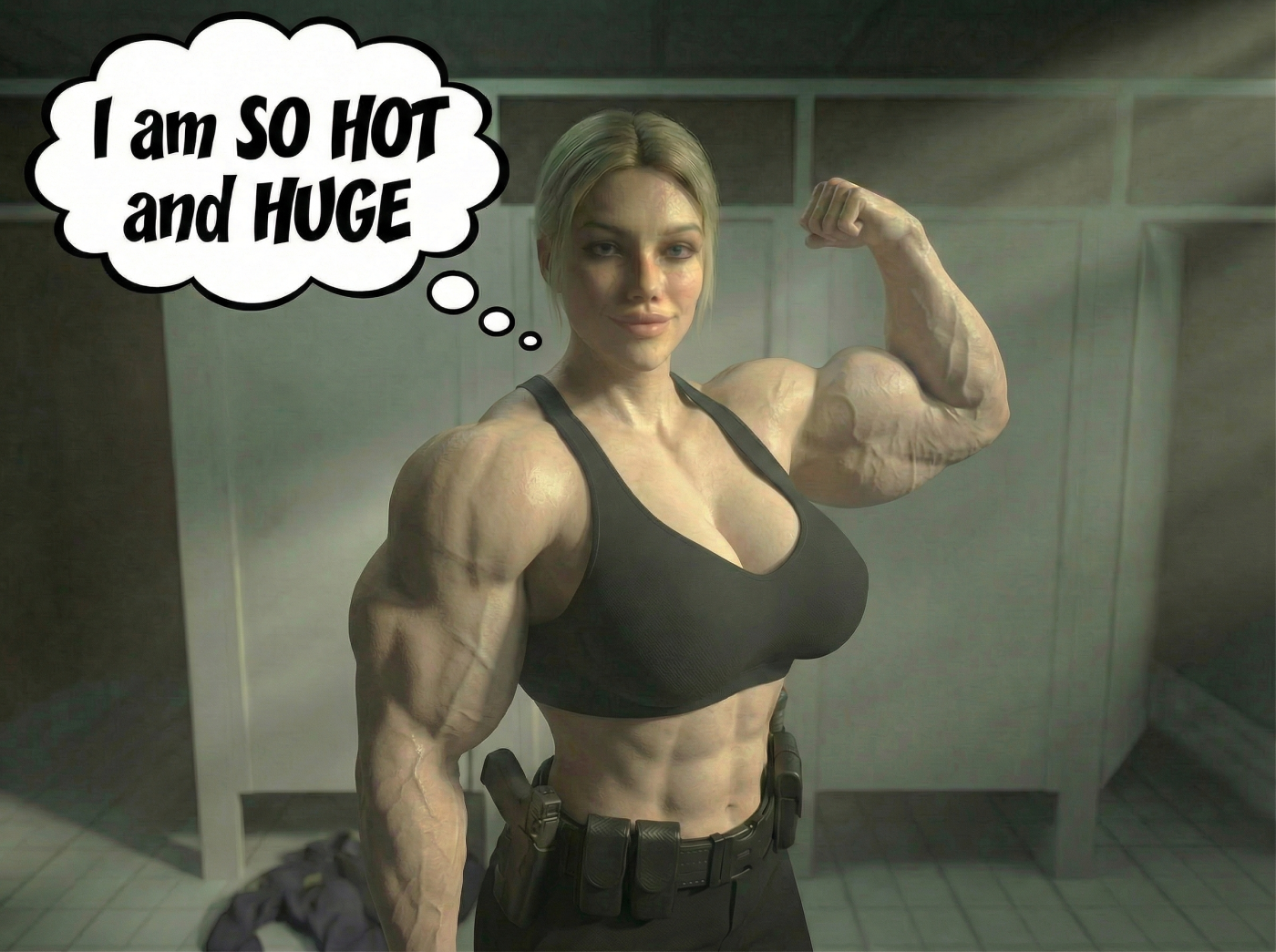 Super Cop Part 1, page 11 — AI female muscle growth comic