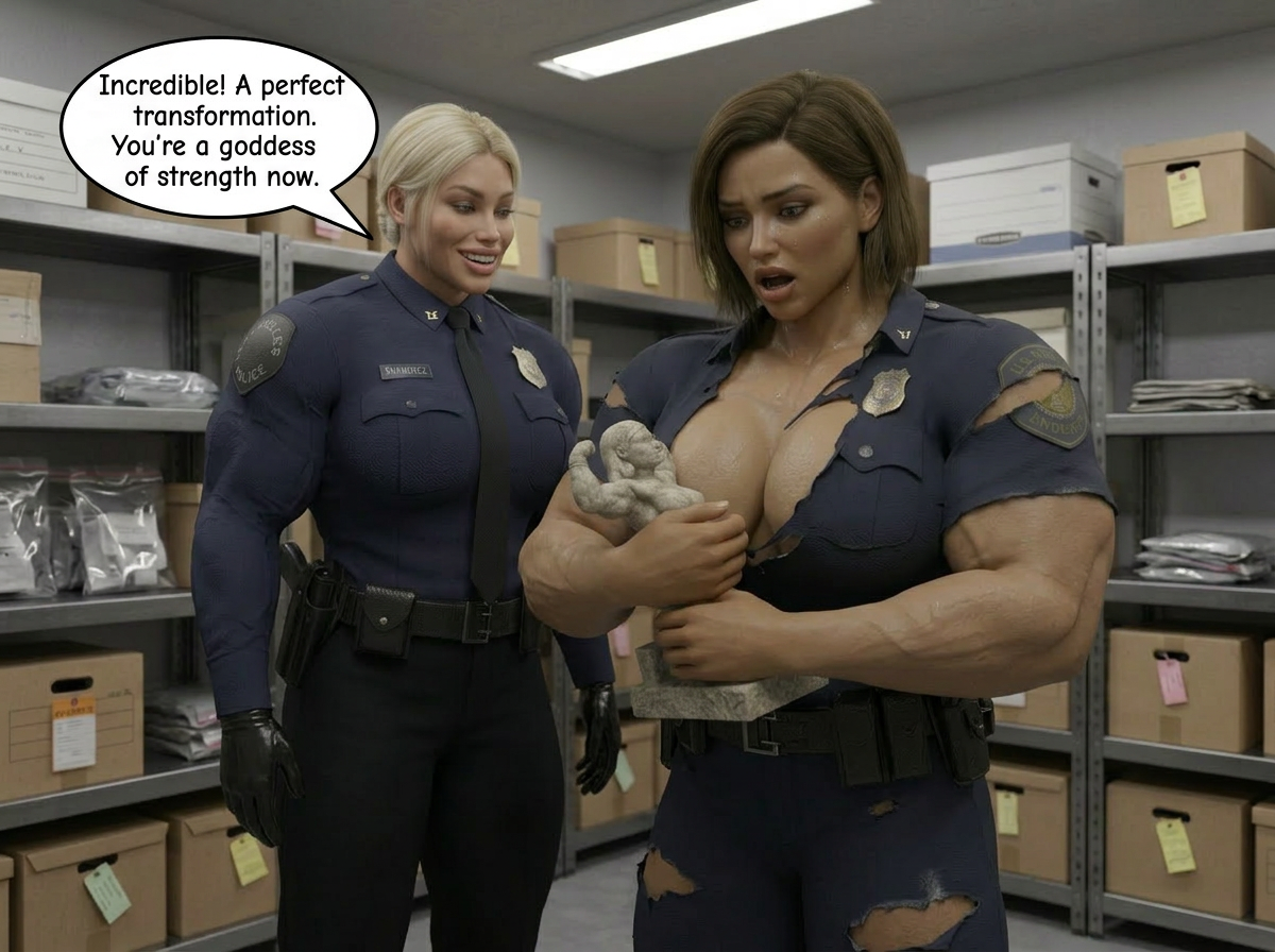 Super Cop Part 3, page 11 — AI female muscle growth comic