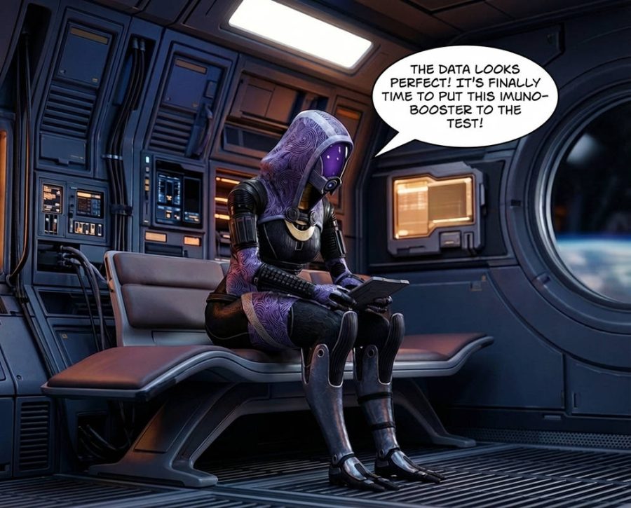 Tali - Mass Effect — AI female muscle growth comic cover