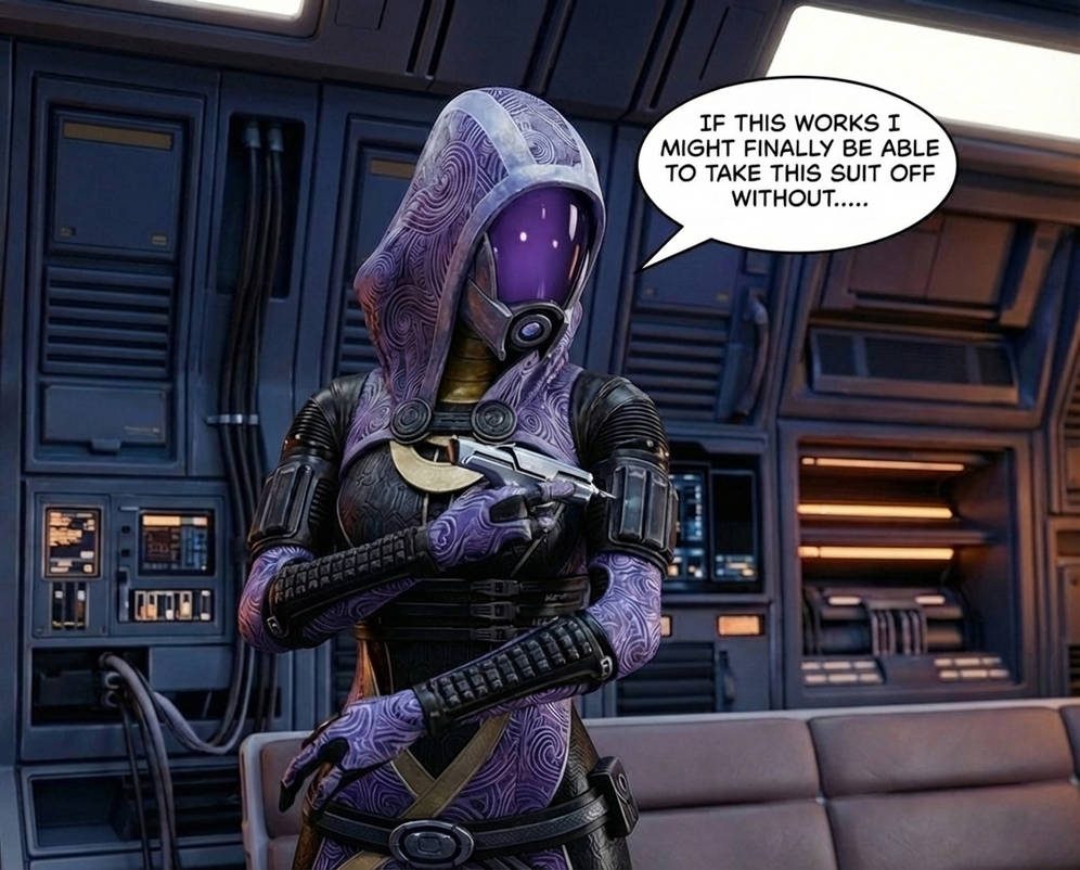 Tali - Mass Effect Part 1, page 2 — AI female muscle growth comic