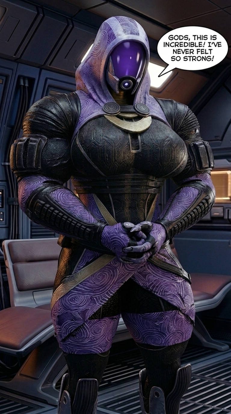Tali - Mass Effect Part 1, page 6 — AI female muscle growth comic