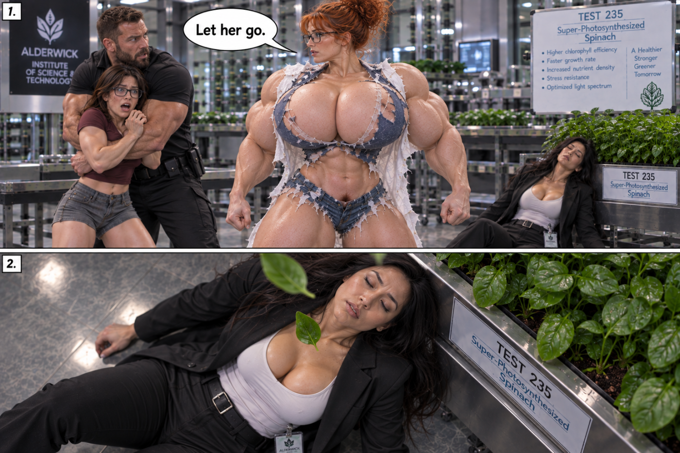 Test 235 Part 1, page 22 — AI female muscle growth comic