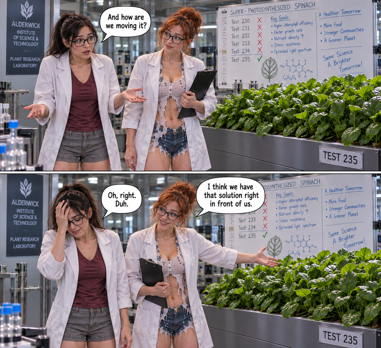 Test 235 Moving Day, page 3 — AI female muscle growth comic