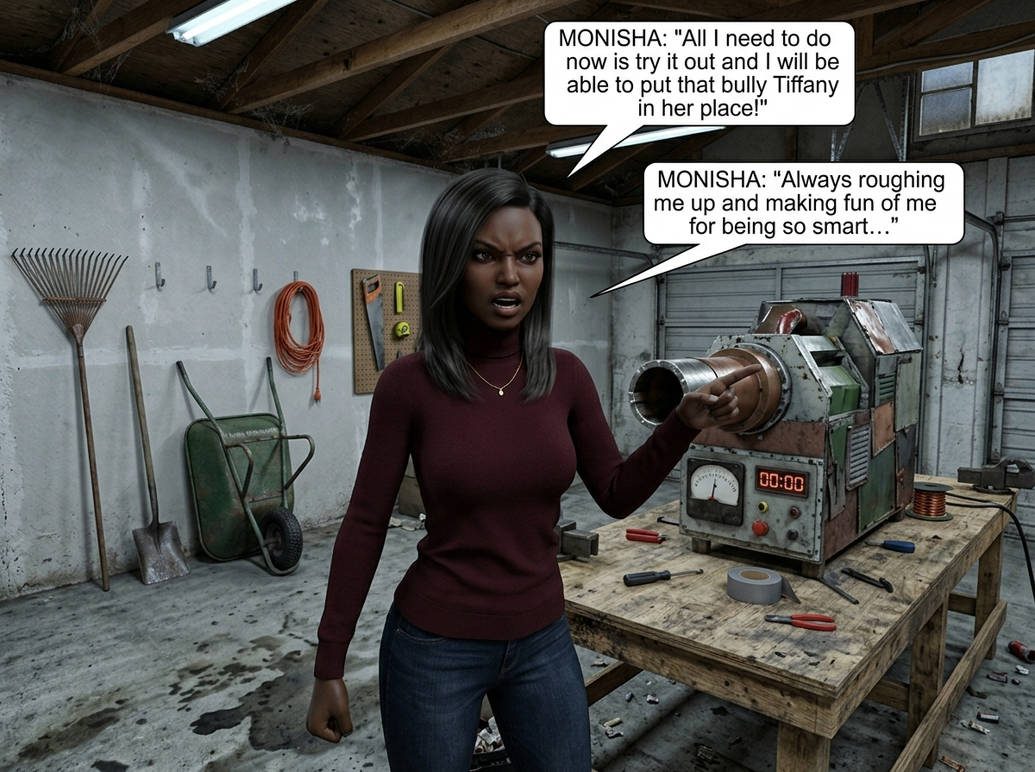 The B.A.D. Idea Part 1, page 4 — AI female muscle growth comic