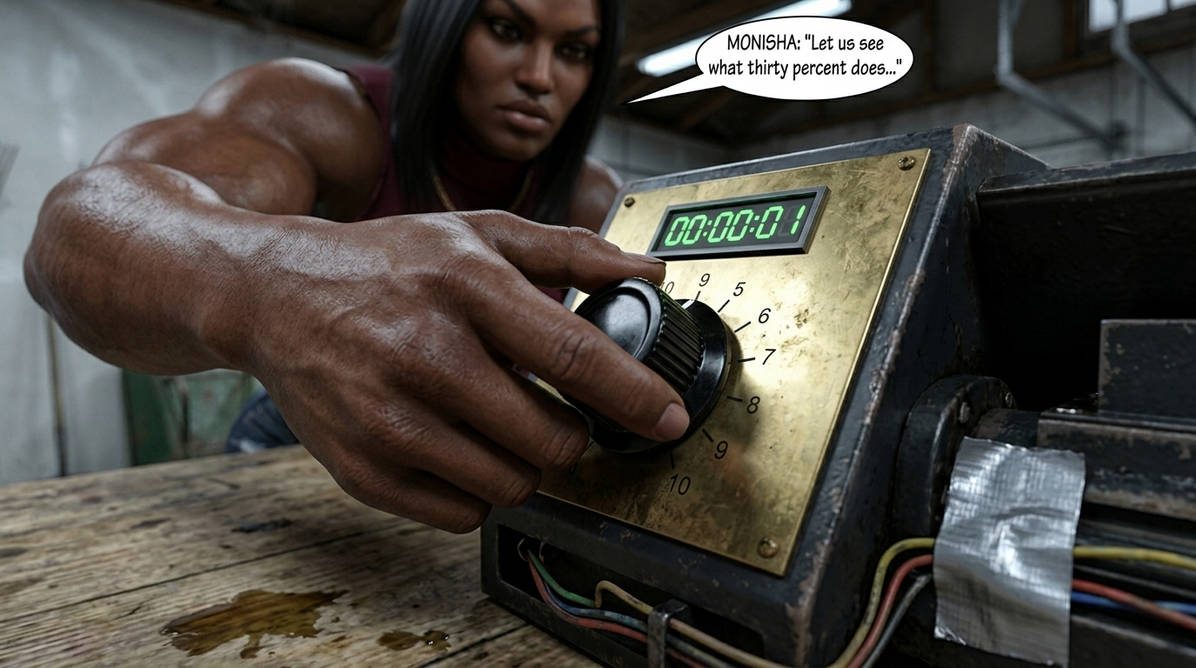 The B.A.D. Idea Part 2, page 3 — AI female muscle growth comic