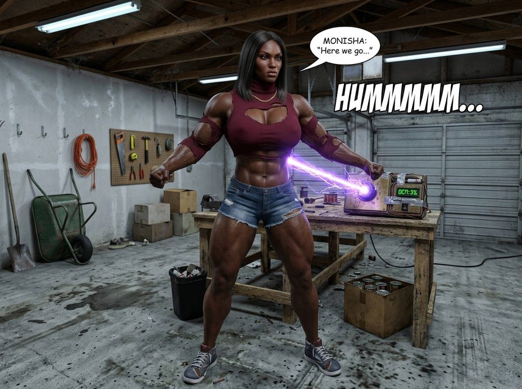 The B.A.D. Idea Part 2, page 4 — AI female muscle growth comic