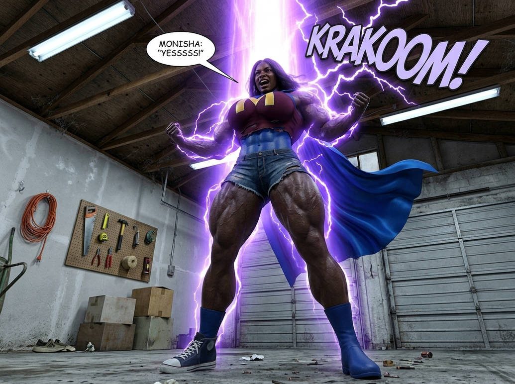 The B.A.D. Idea Part 2, page 5 — AI female muscle growth comic