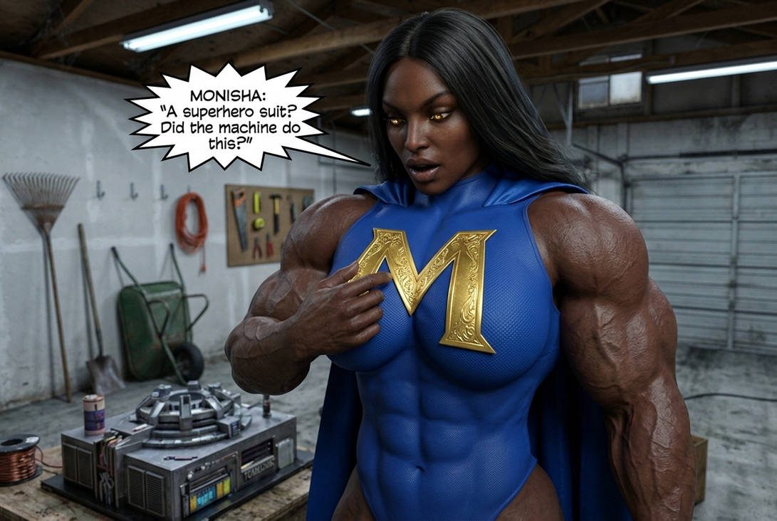 The B.A.D. Idea Part 2, page 9 — AI female muscle growth comic