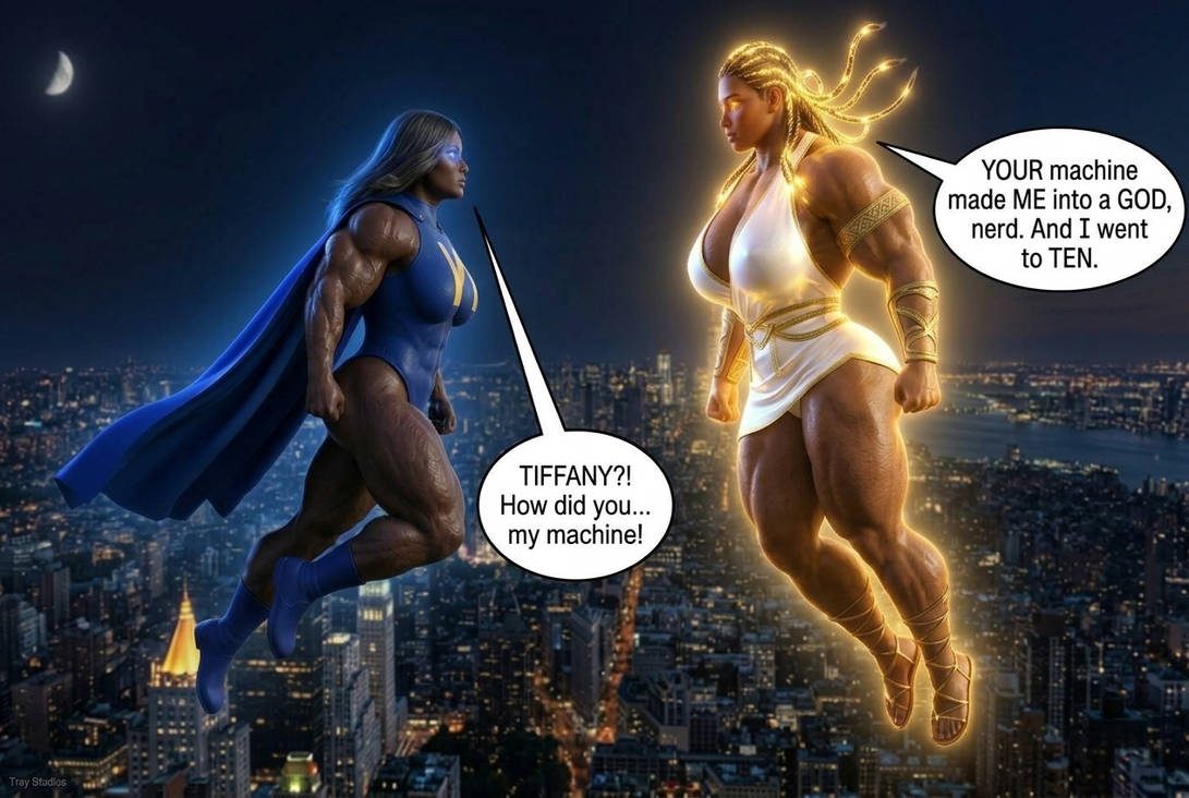 The B.A.D. Idea Part 3, page 8 — AI female muscle growth comic