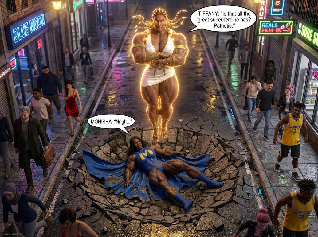 The B.A.D. Idea Part 3, page 12 — AI female muscle growth comic