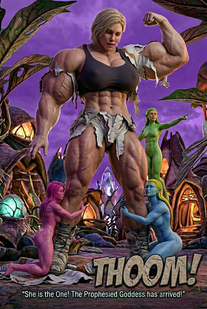 The Goddess of Aethel Part 1, page 12 — AI female muscle growth comic