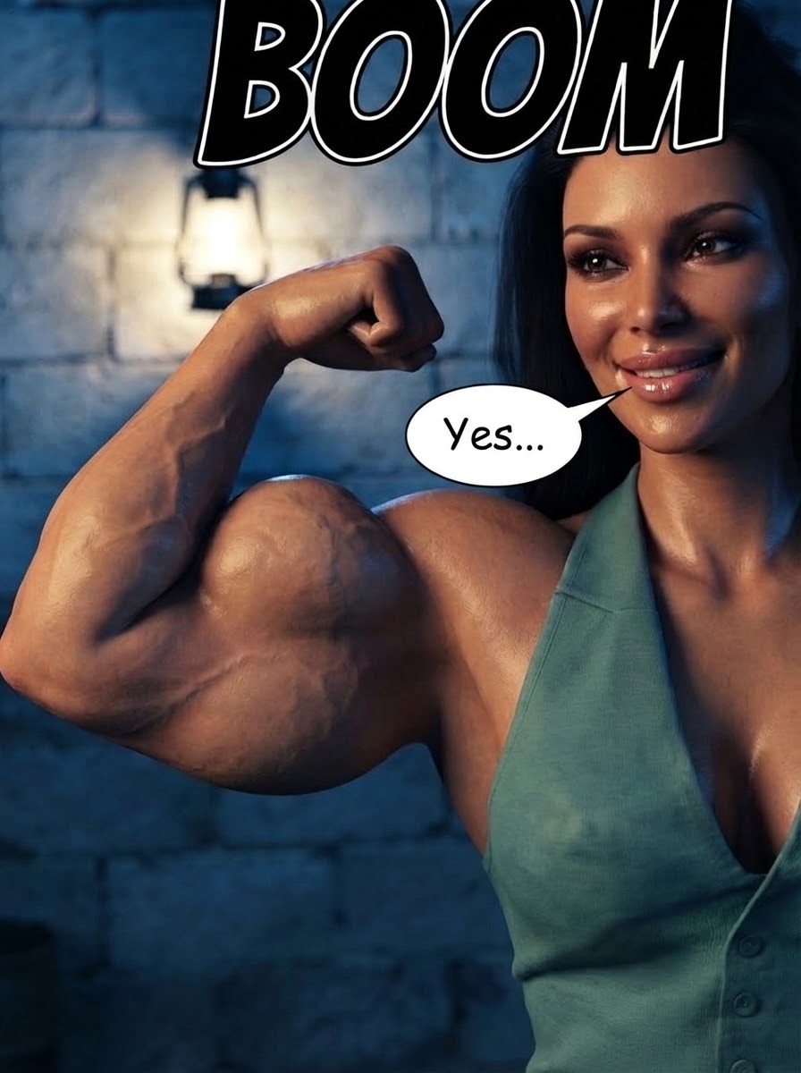 True Size Part 1, page 24 — AI female muscle growth comic