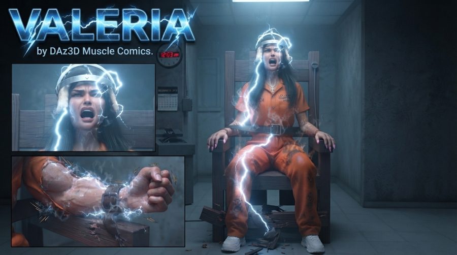 Valeria — AI female muscle growth comic cover