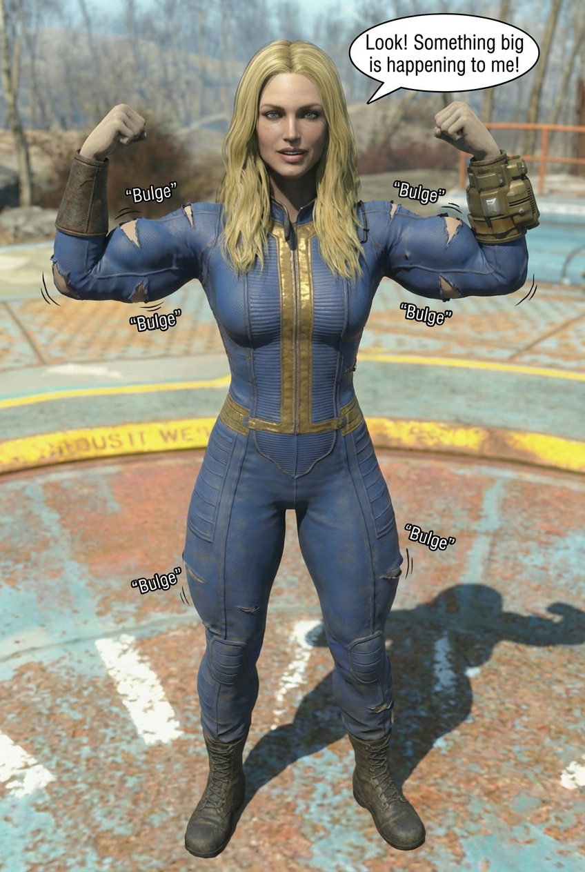 Vault Dweller Part 1, page 5 — AI female muscle growth comic