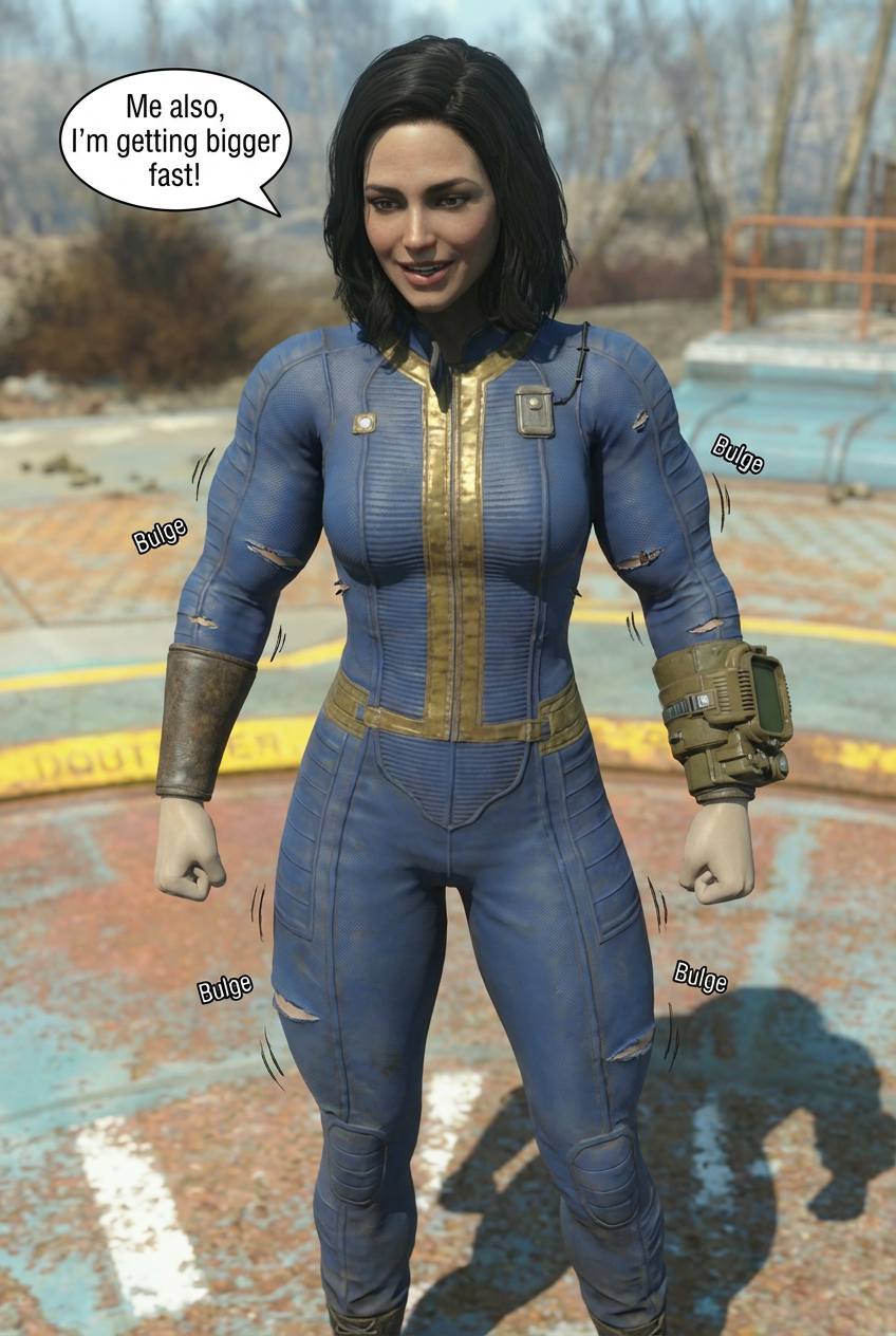 Vault Dweller Part 1, page 6 — AI female muscle growth comic