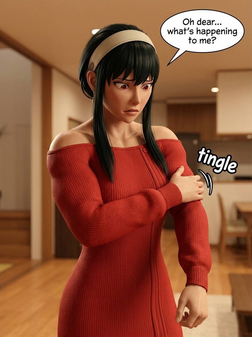 Yor: Not So Stealthy Part 1, page 2 — AI female muscle growth comic